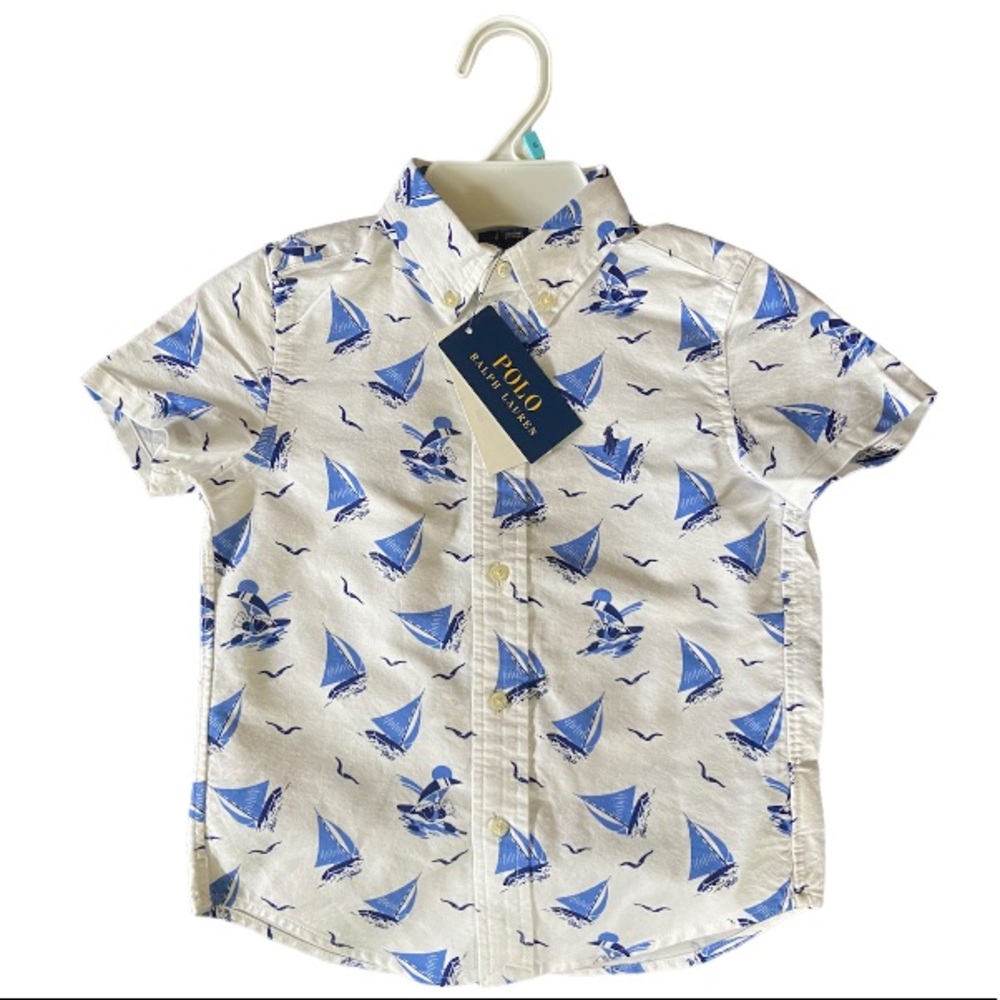 NWT Toddler Polo Ralph Lauren Classic Button Down Collared Short Sleeve Shirt